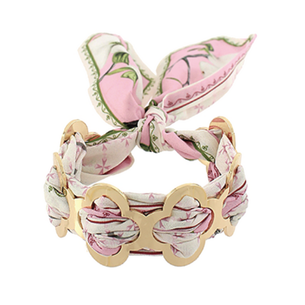 Pink Metal Clover Scarf Bracelet