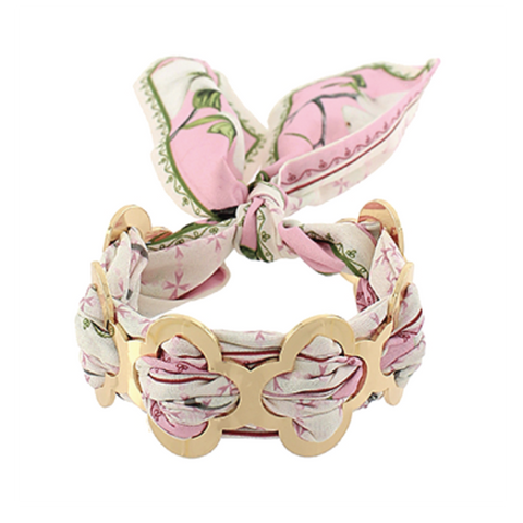 Pink Metal Clover Scarf Bracelet