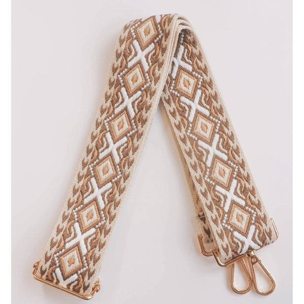 Adjustable Purse Strap: Cream & Brown