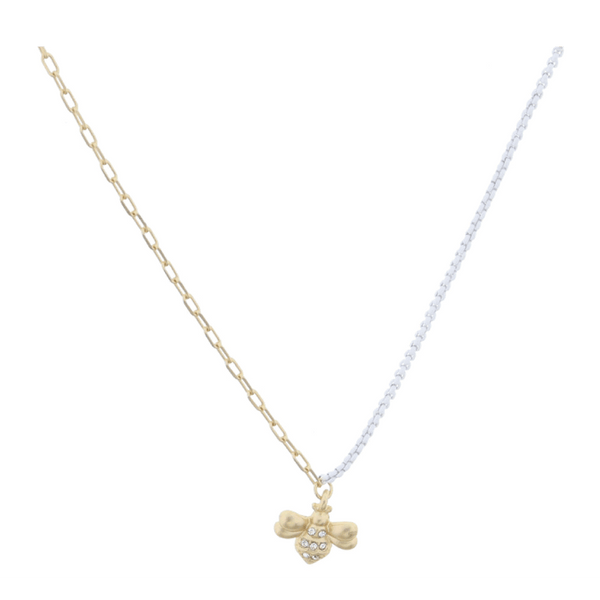 On Color Necklace: Gold Crystal Bee