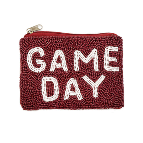 Maroon Game Day Beaded Coin Purse