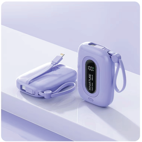 8000 man Power Bank With Cables: Purple