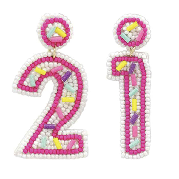 Seed Bead Birthday Earrings: 21