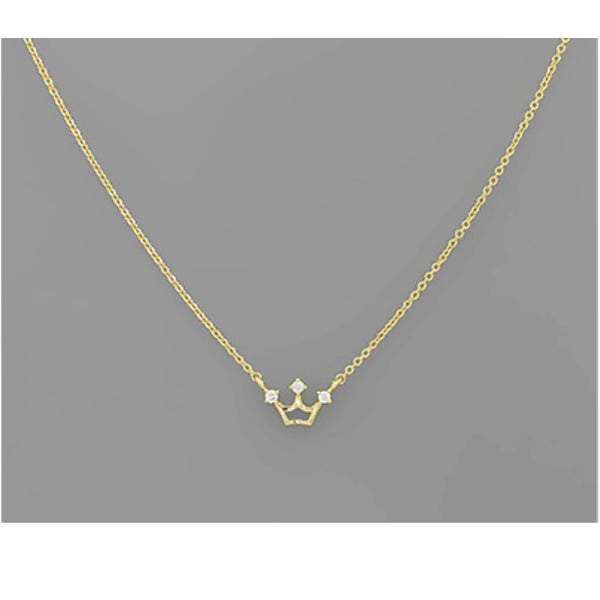 Pave Crown Pendant Necklace