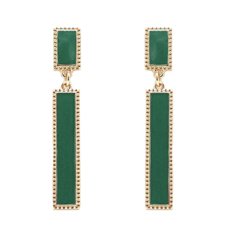 Green Double Bar Linked Earrings