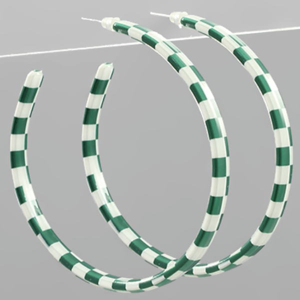 Green & White Resin Patterned Hoops