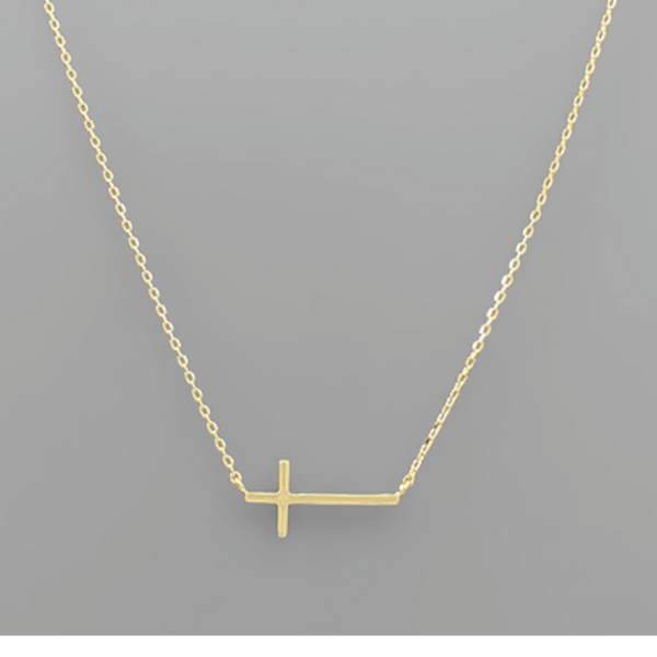 Gold Horizontal Cross Necklace