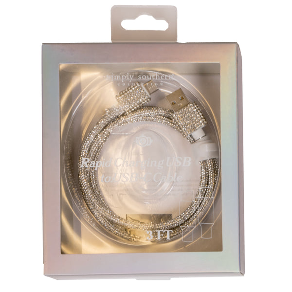 Simply Southern® Lighting to USB cable: Sparkle Silver