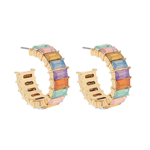 Pastel 15mm Baguette Hoops