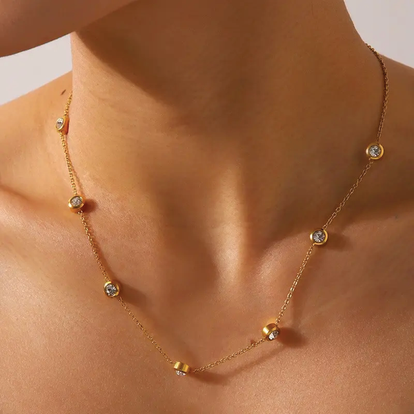 18K Stainless Rhinestone Necklace