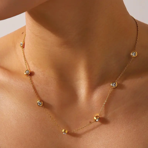 18K Stainless Rhinestone Necklace