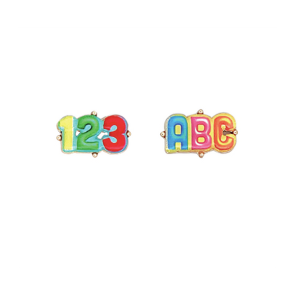 Epoxy ABC 123 Stud Earrings