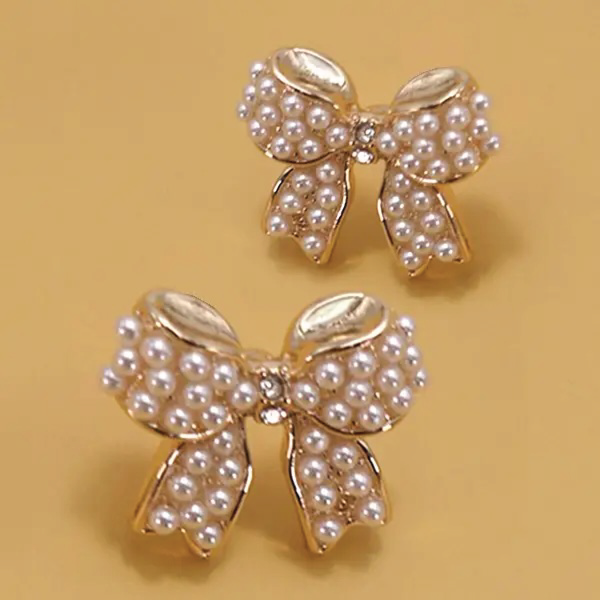 Mini Pearl Bow Stud Earrings