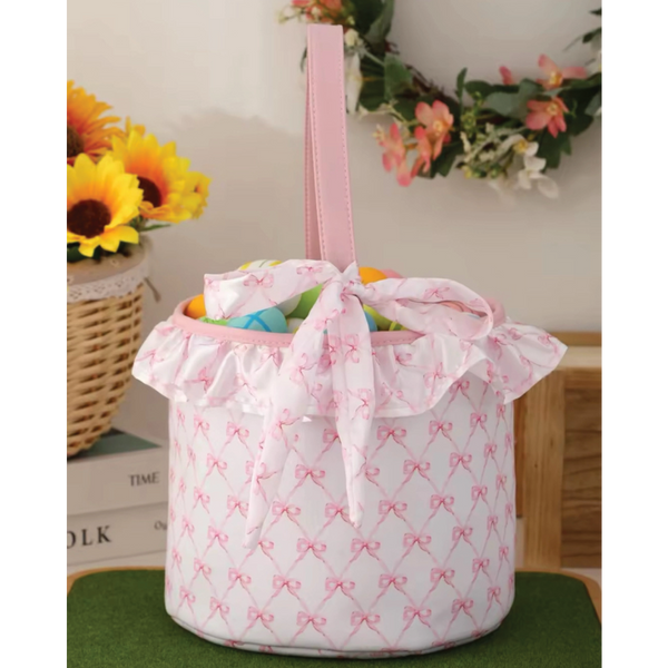Pink Bow Easter Basket Tote