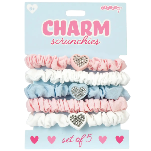 Heart Charm Scrunchie Set