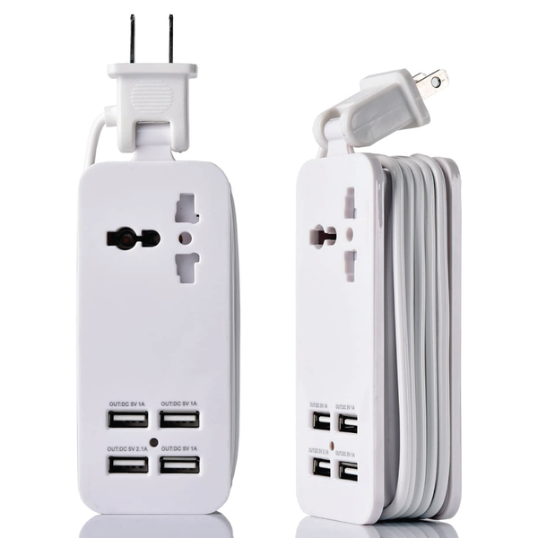 4 USB Ports Travel Charger: White