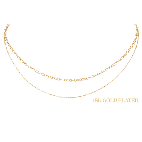 18K Link & Petite Cable Chain Double Necklace