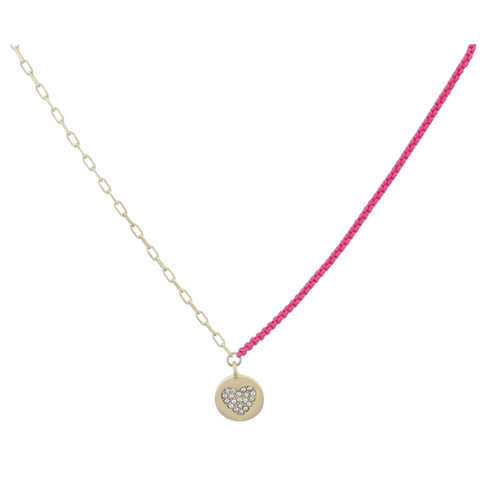On Color Necklace: Crystal Heart Disc