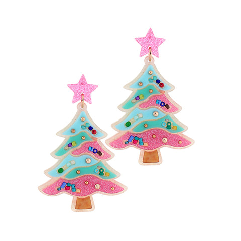 Acetate Christmas Tree Earrings