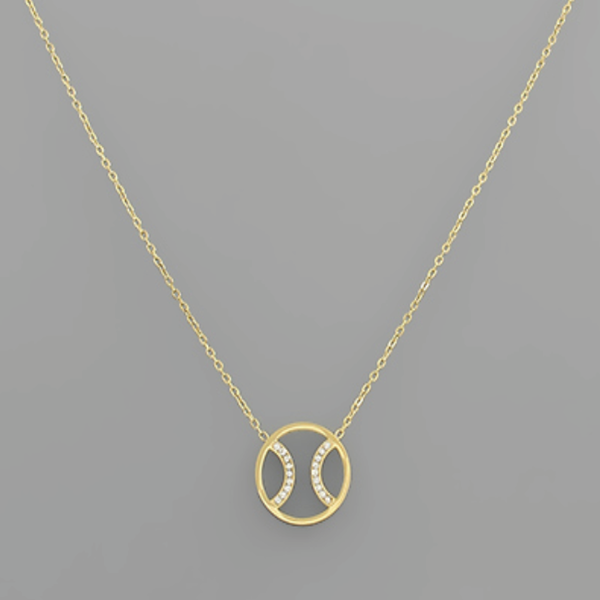 Pave Baseball / Softball Pendant Necklace
