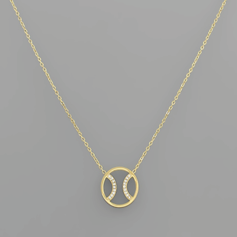Pave Baseball / Softball Pendant Necklace