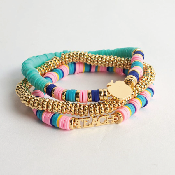 Teach Beaded Bracelet Stack