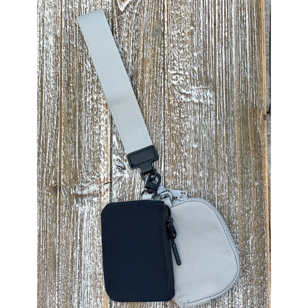 Dual Pouch Wristlet: Black-Grey