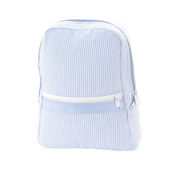 Baby Blue Seersucker Small Backpacks