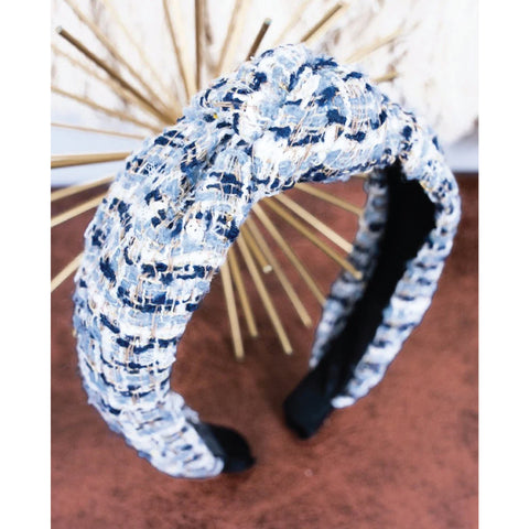 Blue Tweed Knotted Headband