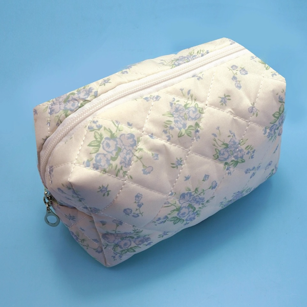 Blue Floral Toile Cosmetic Bag
