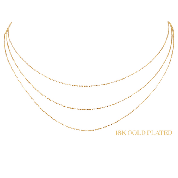 18K Petite Gold Ball Triple Chain Necklace