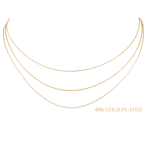 18K Petite Gold Ball Triple Chain Necklace