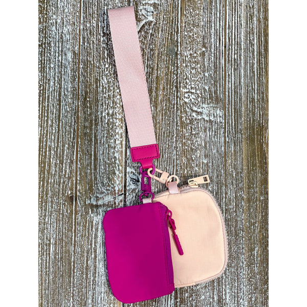 Dual Pouch Wristlet: Fuchsia-Coral