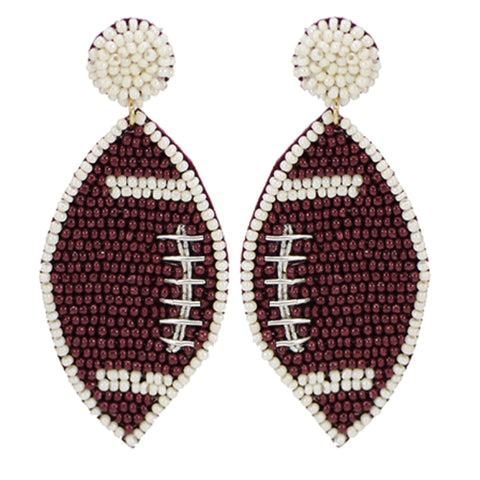 Game Day Football Earrings: Maroon & White