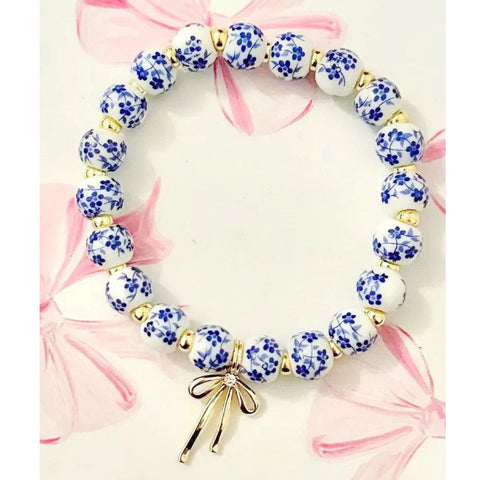 Blue Ceramic Bow Bracelet