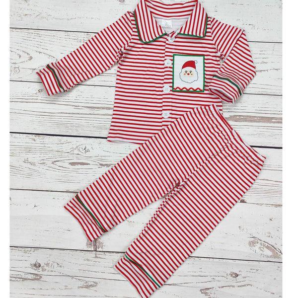 Santa Applique Stripe Pajamas