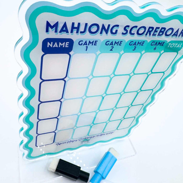 Mahjong Acrylic Dr Erase Scorecard: Blue/Green