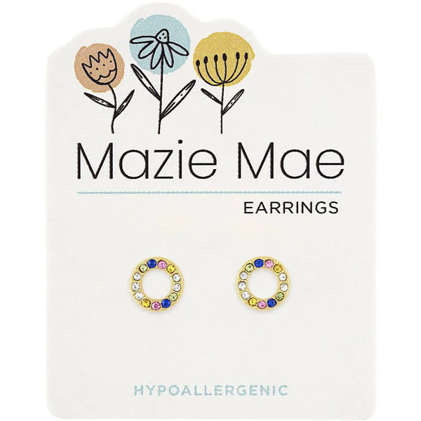 Hypoallergenic Gold CZ Open Gold Circle Studs