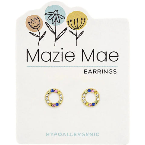 Hypoallergenic Gold CZ Open Gold Circle Studs