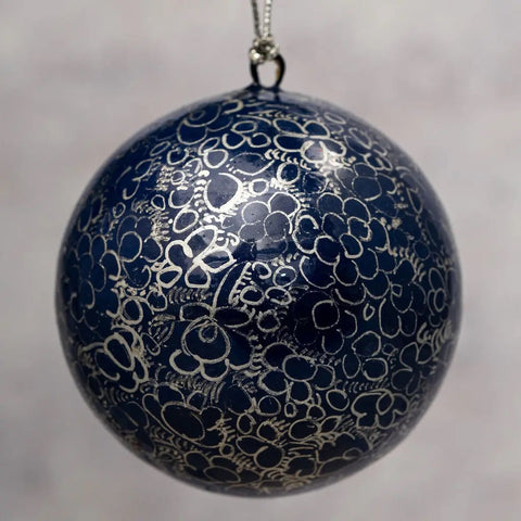 Navy Pebble Ornament