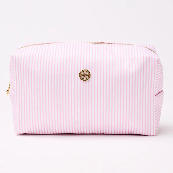 Pink Stripe Let's Face It Cosmetic Bag