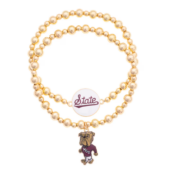 Mississippi State Bulldogs Ball Bead Bracelet Set