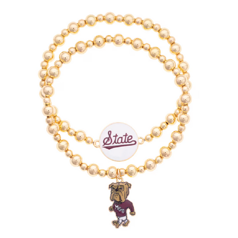 Mississippi State Bulldogs Ball Bead Bracelet Set