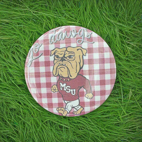 Bulldogs Plaid 2.25" Button