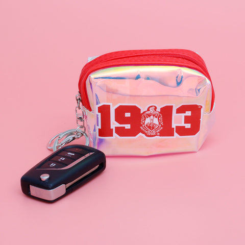 Delta Sigma Theta Iridescent Zipper Pouch Keychain
