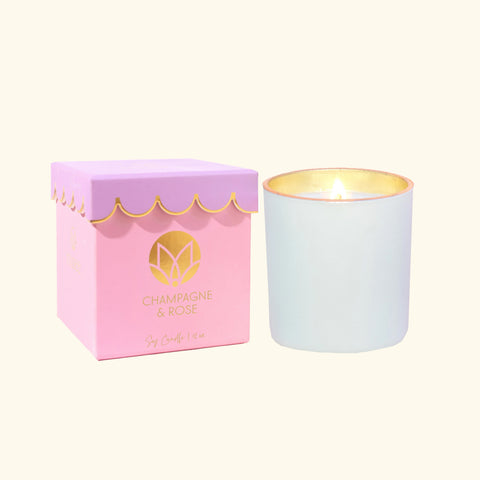 Scalloped Champagne & Rose Soy Candle
