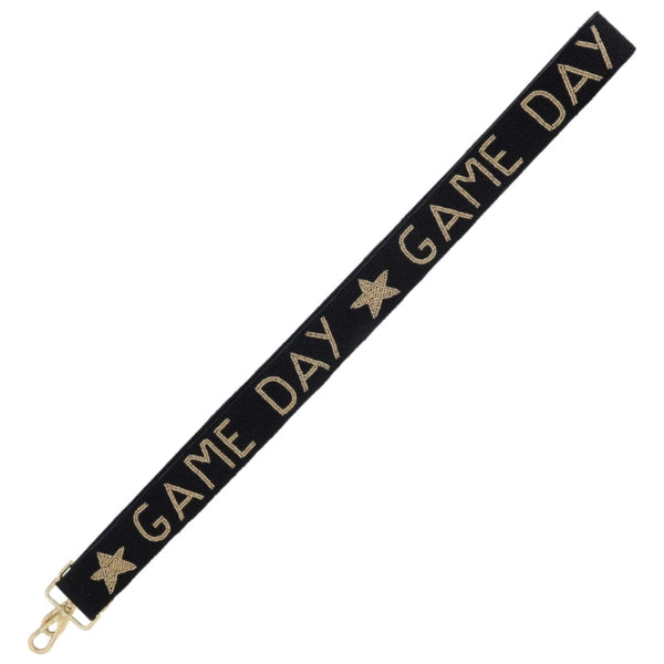 Black & Gold Game Day Beaded Purse Strap