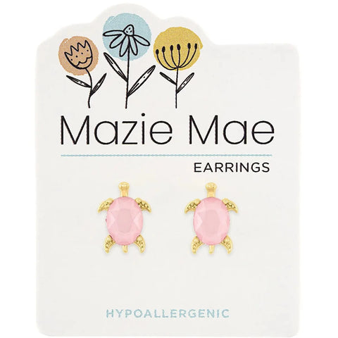 Hypoallergenic Gold Rosewater Opal Turtle Studs
