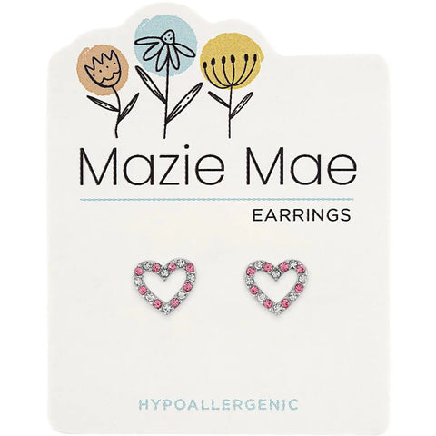 Hypoallergenic Silver CZ Open Heart Studs