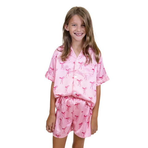 Kids Tied With A Bow Satin Sleep Set